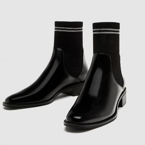 NEW Zara Flat Sock Ankle Boots, 36